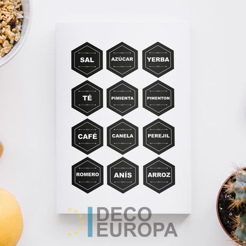 Etiquetas para Frasco Hexagono Negro