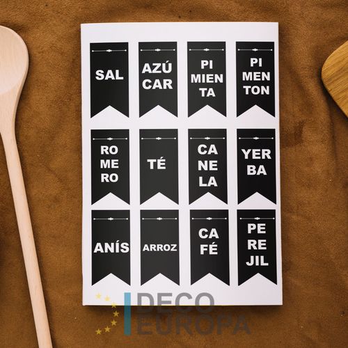 Etiquetas para Frasco Banderin Negro