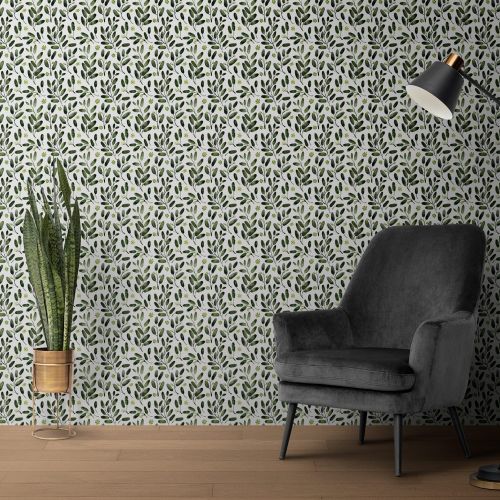Mural Hojas Acuarela Verde