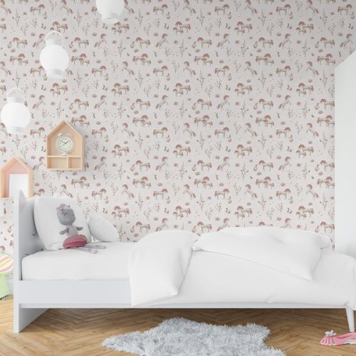 Mural Caballo Rosado Blanco