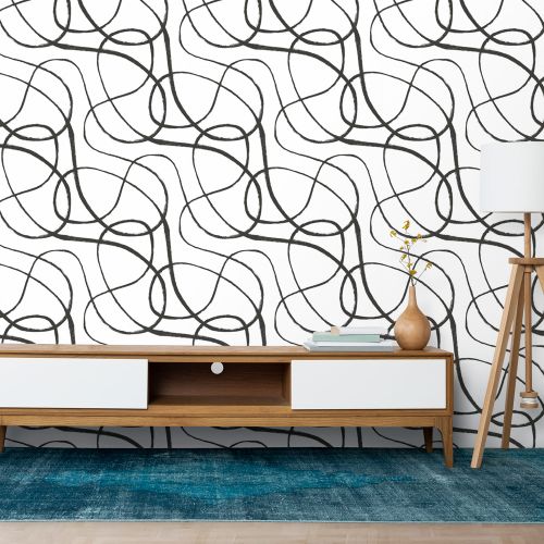 Mural Garabatos Blanco Y Negro