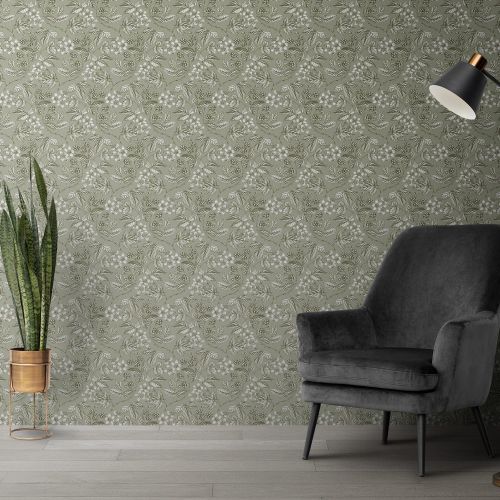 Mural Hojas Espinas Verde