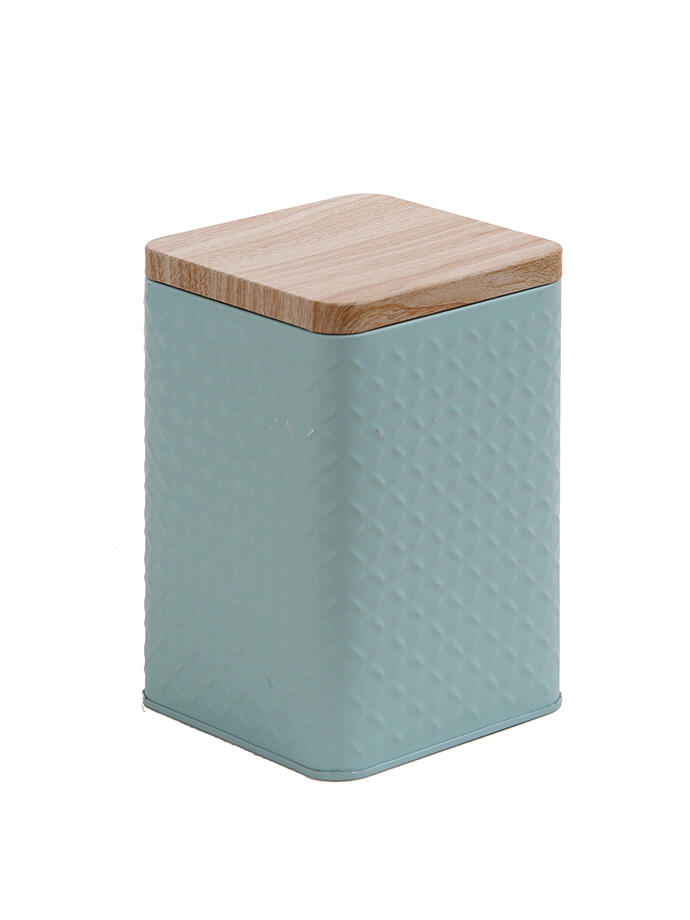 Lata Organizadora Rectangular con Tapa de Madera