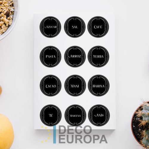 [1448] Etiquetas para Frasco Retro Circular Blanco