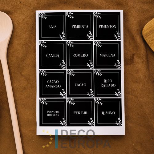 [1417] Etiquetas para Frasco Recuadro Con Flores Negativo Especies