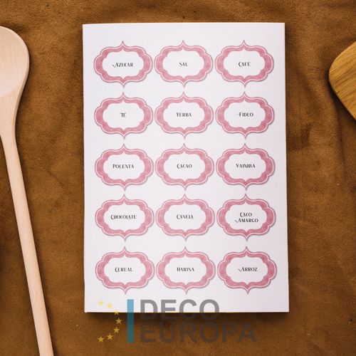 [1420] Etiquetas para Frasco Vintage Color Rosa Cocina