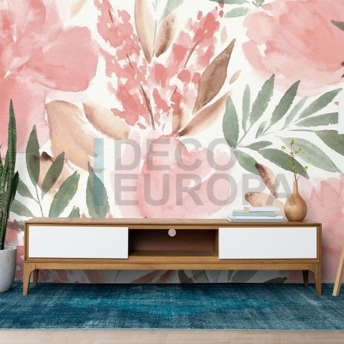 [1000] Mural Flores Acuarela Calmo