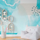 Mural Acuarela Celeste Infantil