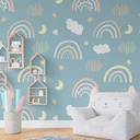 Mural Arcoiris Pastel Azul