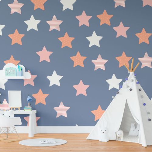[1117] Mural Estrellas Pastel Fondo Azul