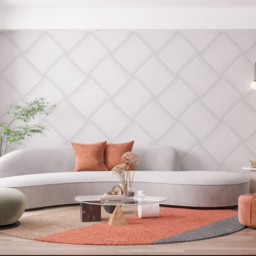 [1164] Mural Rombos Blancos Con Sombra