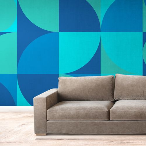 [1187] Mural Geometrico Azules