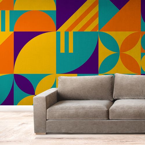 [1190] Mural Geometrico Violeta Naranja