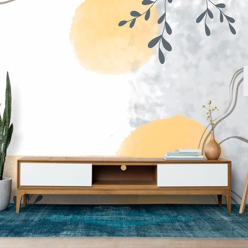 [1207] Mural Acuarelas Gris Amarillo