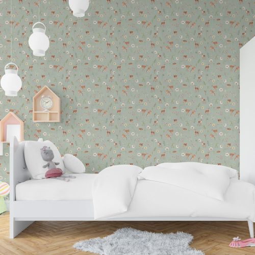 [1570] Mural Ciervos Celeste