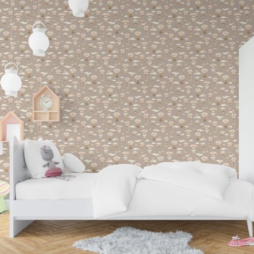 [1577] Mural Globo Animales Marron