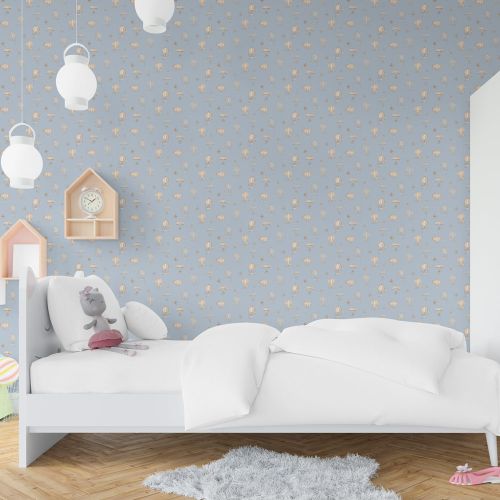 [1582] Mural Globo Aves Celeste