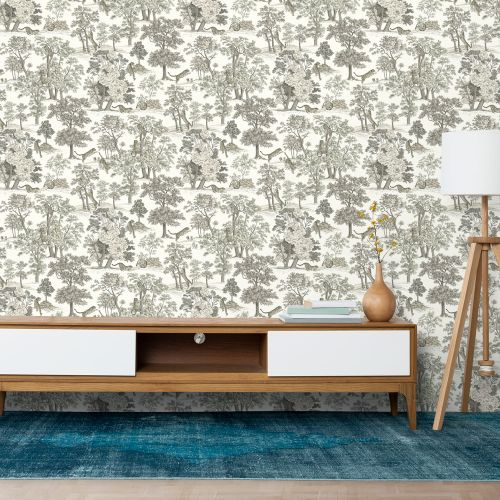 [1600] Mural Leopardo Bosque Gris