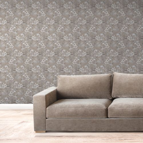 [1651] Mural Hojas Espinas Marron