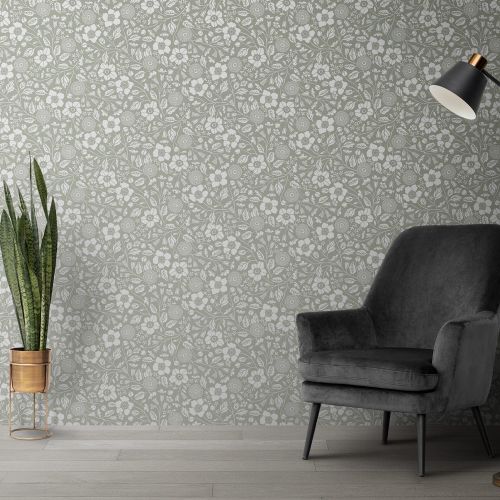 [1669] Mural Flores Monocroma Verde