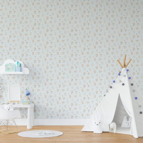 [1698] Mural Globo Y Aves Cyan