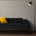 Mural Hojas Con Flores Gris Blanco