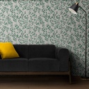 Mural Hojas Con Flores Blanco Verde