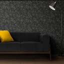 Mural Hojas Con Flores Gris Blanco