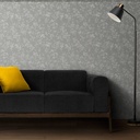 Mural Hojas Con Flores Gris