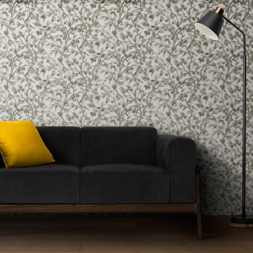 [1729] Mural Hojas Con Piñas