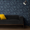 Mural Hojas Con Flores Azul